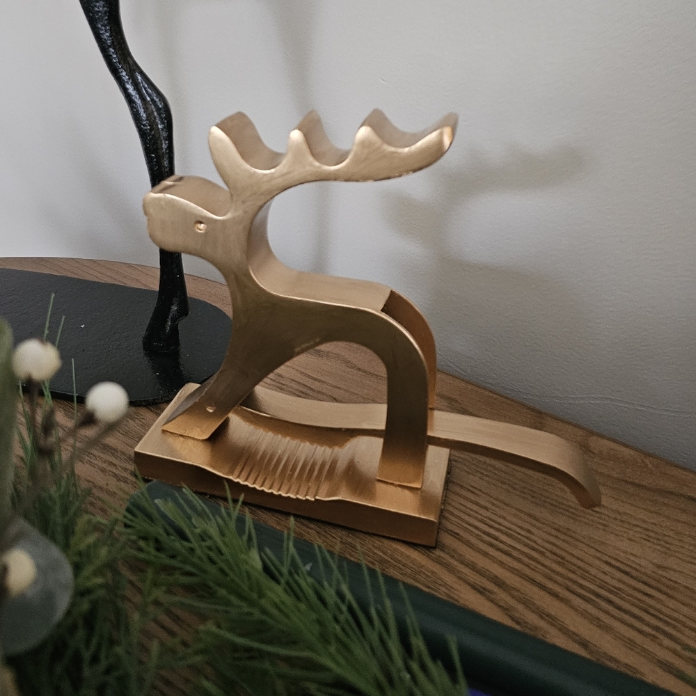 Gold Reindeer Nut Cracker